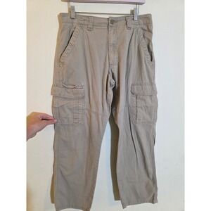 Wrangler Relaxed Fit Cargo Pants Mens 32x30 Khaki Tan Cotton Stretch 112316394